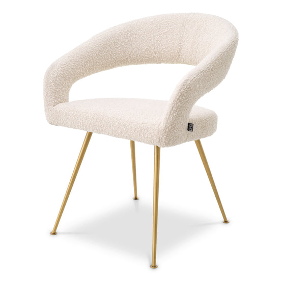 Scaun dining Bravo, bouclé crem