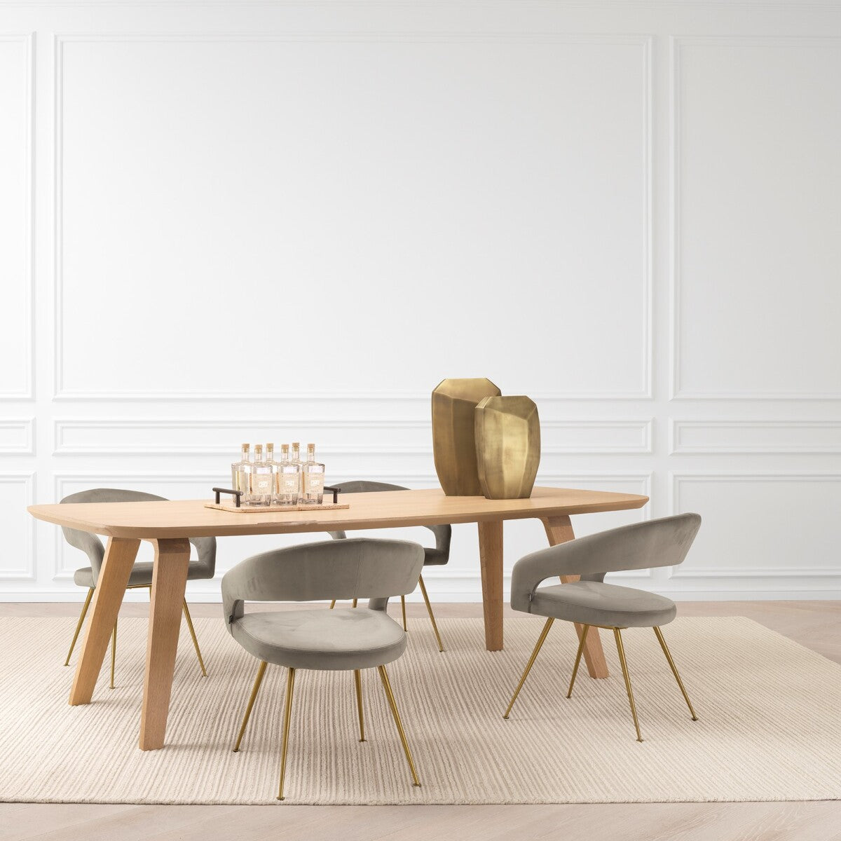 Scaun dining Bravo, catifea Savona greige