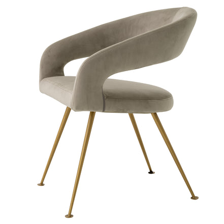 Scaun dining Bravo, catifea Savona greige