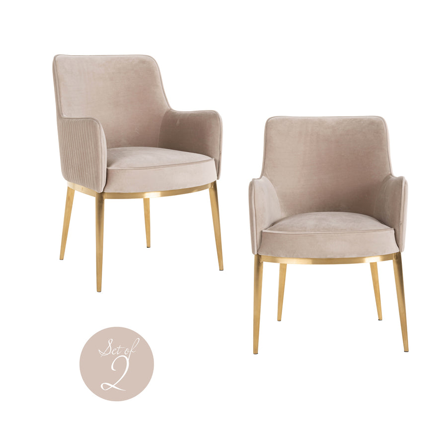 Scaun dining Breeze, catifea kaki, ignifug (set de 2)