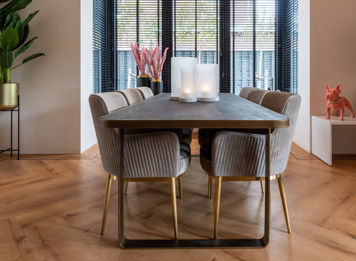 Scaun dining Breeze, catifea kaki, ignifug (set de 2) – ambient