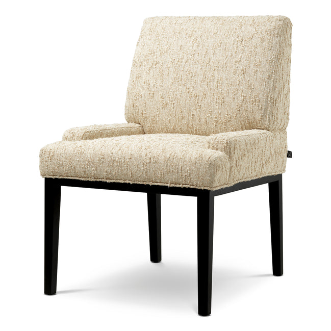 Scaun dining Bromley cu brațe, finisaj negru, Arden natural
