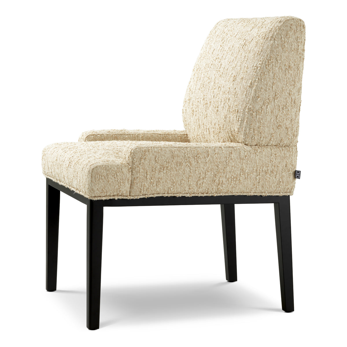 Scaun dining Bromley cu brațe, finisaj negru, Arden natural