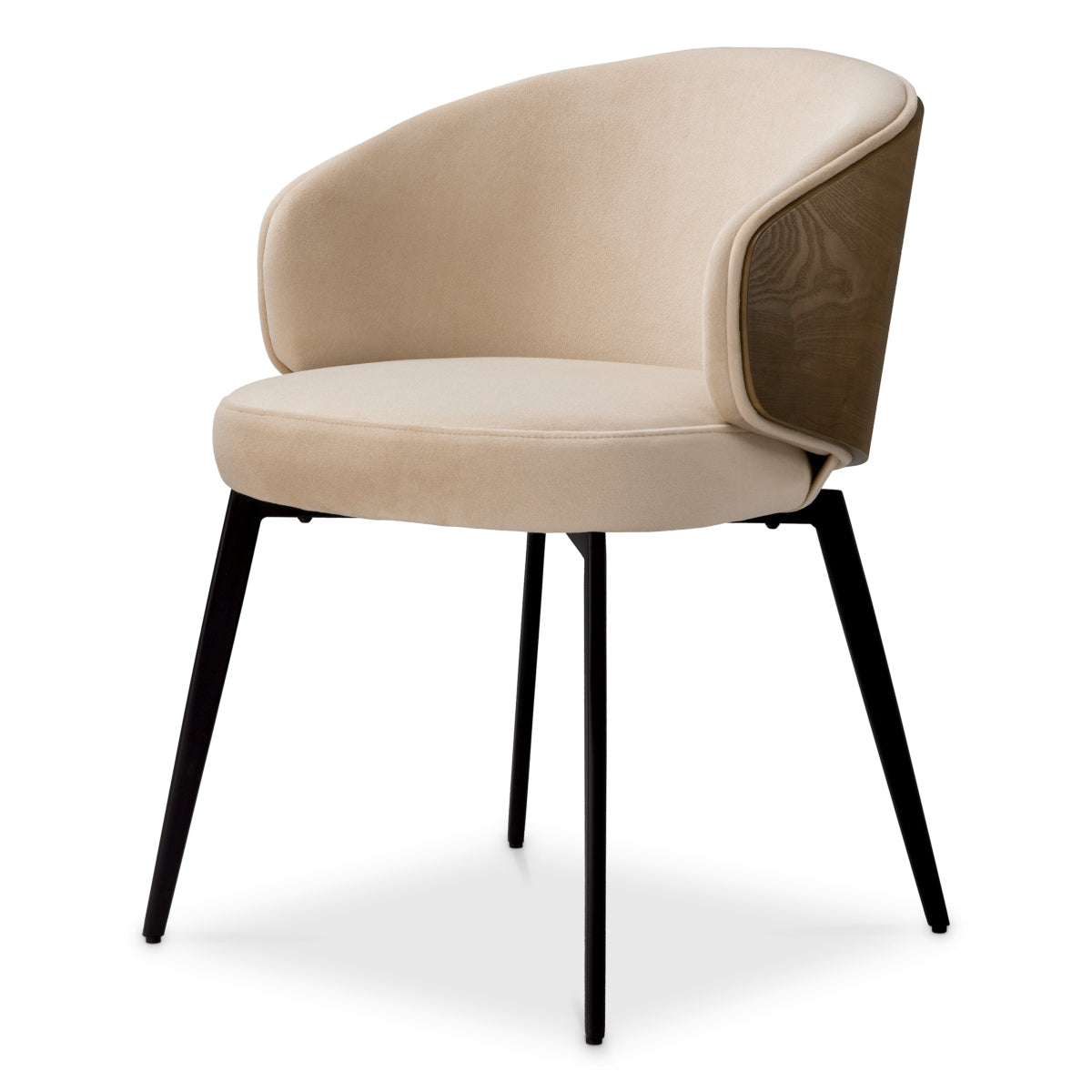 Scaun dining Camerota, finisaj nuc, Sabino bej