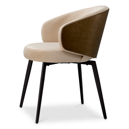 Scaun dining Camerota, finisaj nuc, Sabino bej
