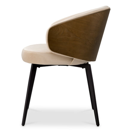 Scaun dining Camerota, finisaj nuc, Sabino bej