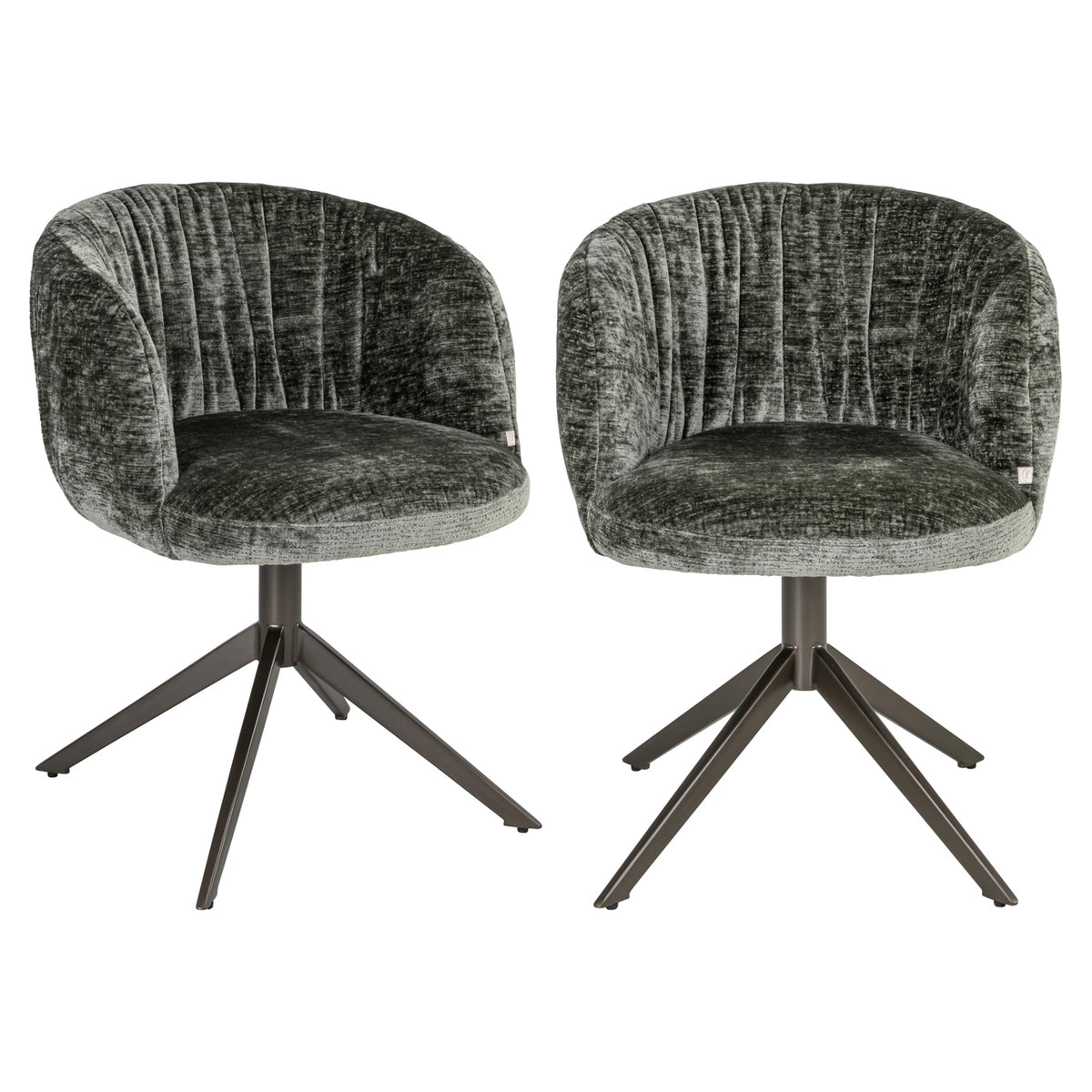 Scaun dining Cassi, chenille verde salvie, rotativ