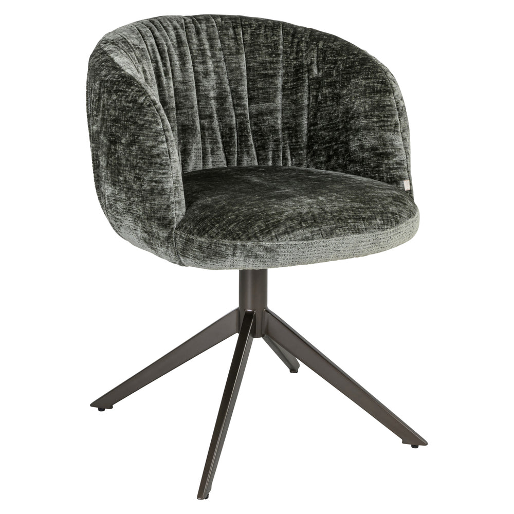 Scaun dining Cassi, chenille verde salvie, rotativ
