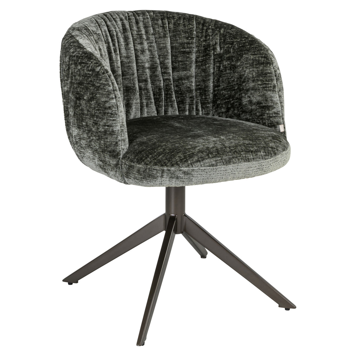 Scaun dining Cassi, chenille verde salvie, rotativ