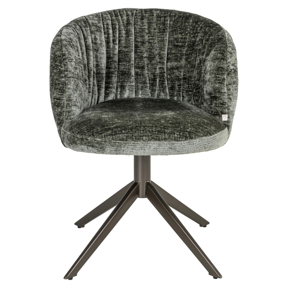 Scaun dining Cassi, chenille verde salvie, rotativ