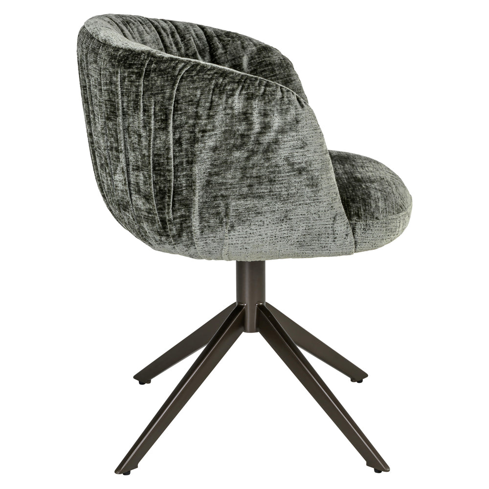 Scaun dining Cassi, chenille verde salvie, rotativ