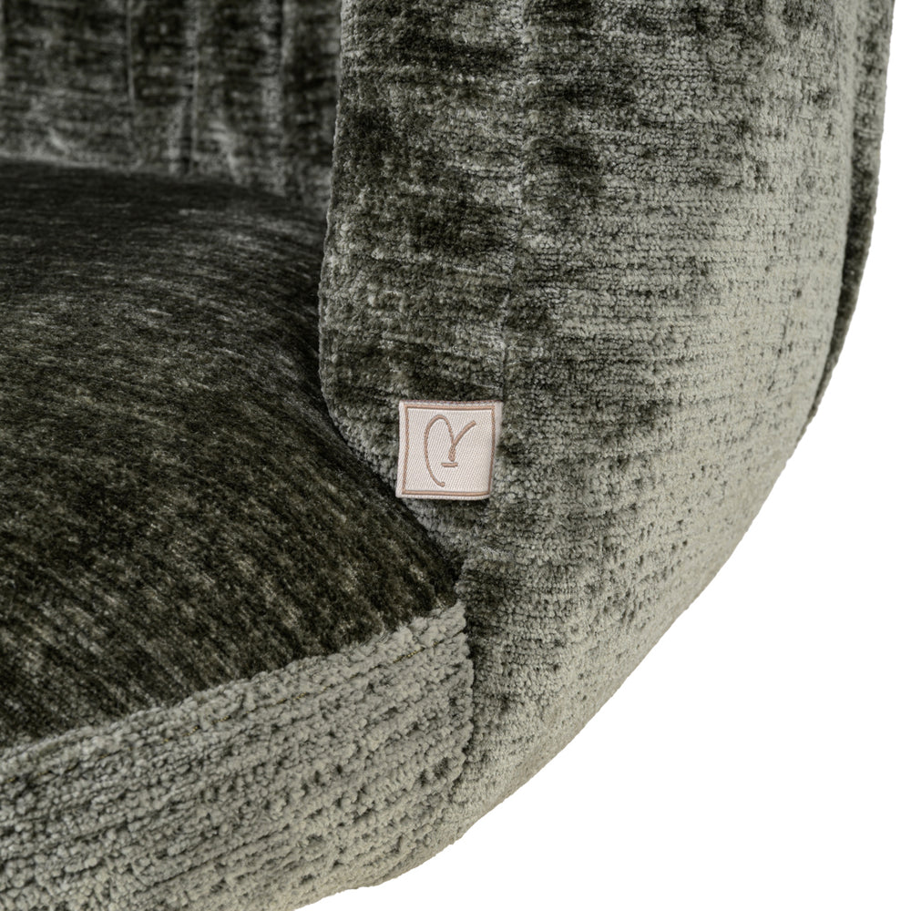 Scaun dining Cassi, chenille verde salvie, rotativ