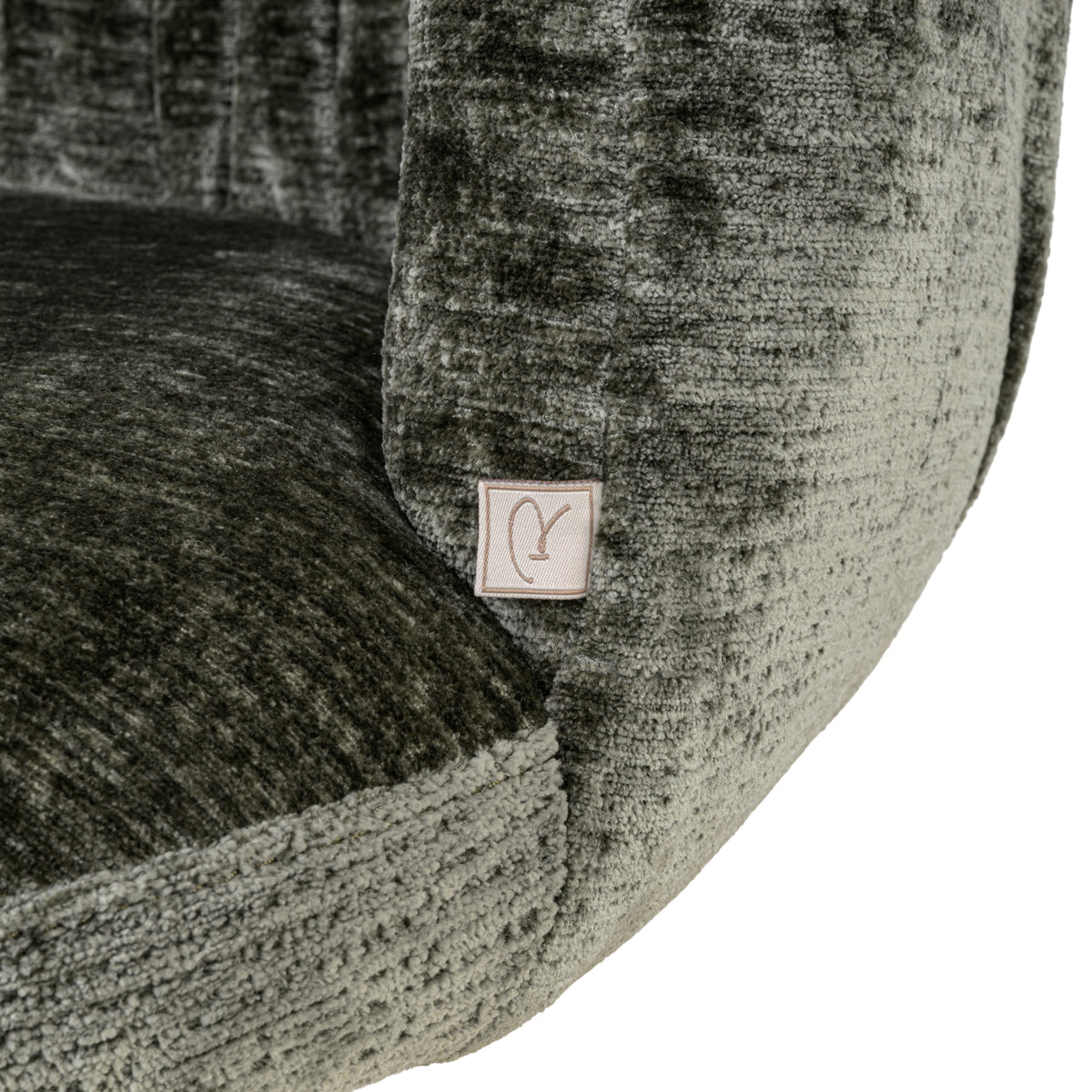 Scaun dining Cassi, chenille verde salvie, rotativ