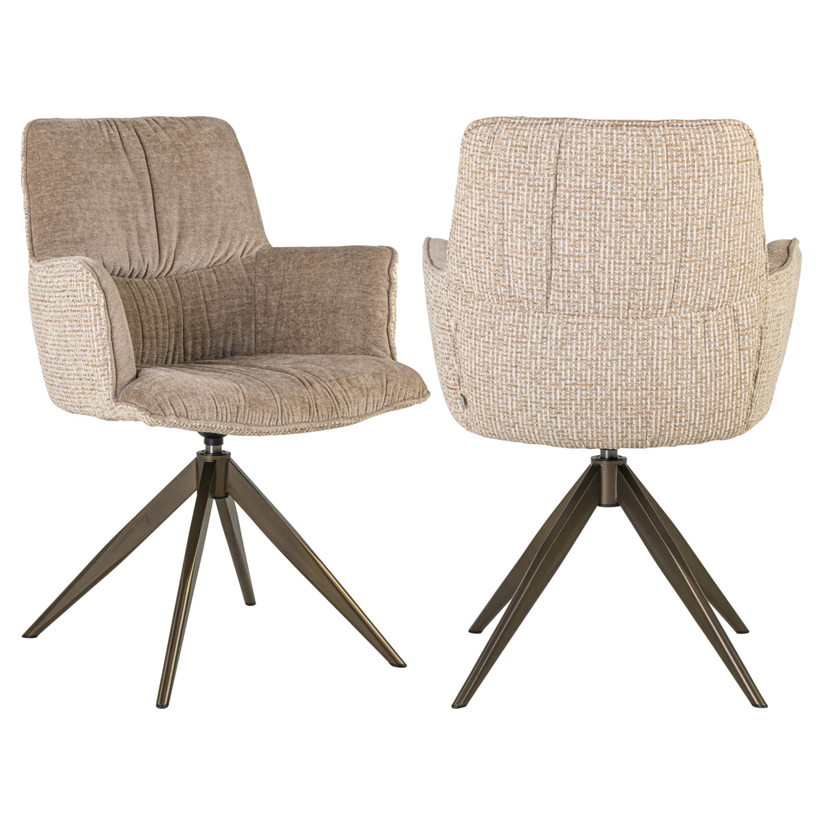 Scaun dining Chase, blockweave crem, rotativ