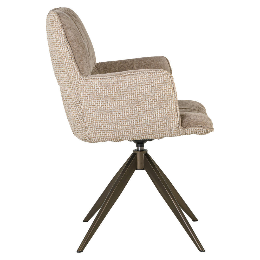 Scaun dining Chase, blockweave crem, rotativ