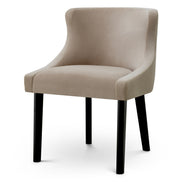 Scaun dining Chavelle, finisaj negru, catifea Torrin natural