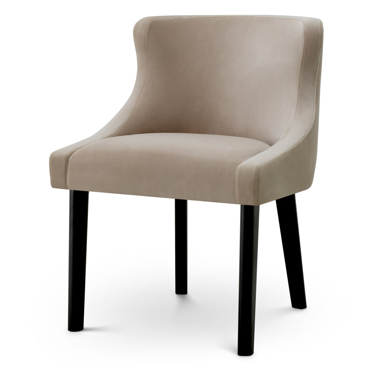 Scaun dining Chavelle, finisaj negru, catifea Torrin natural