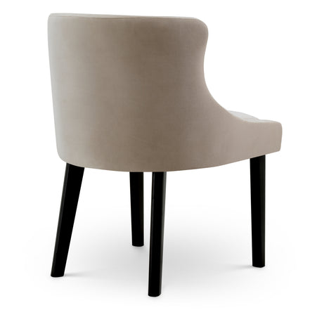Scaun dining Chavelle, finisaj negru, catifea Torrin natural