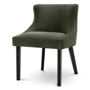 Scaun dining Chavelle, finisaj negru, catifea Torrin verde