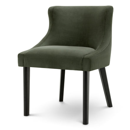 Scaun dining Chavelle, finisaj negru, catifea Torrin verde