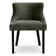 Scaun dining Chavelle, finisaj negru, catifea Torrin verde