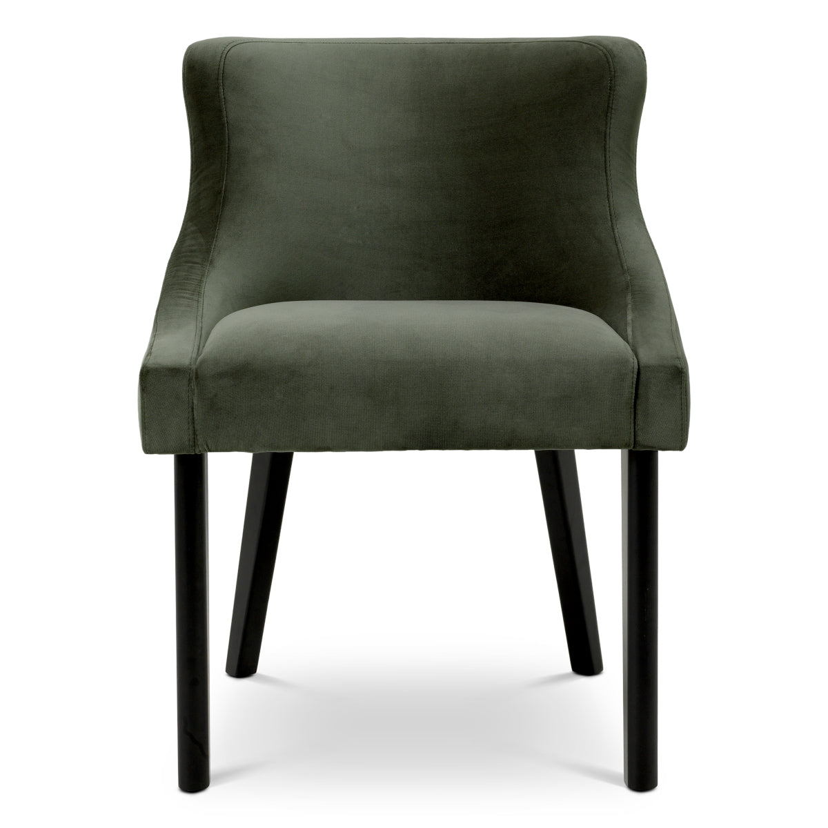 Scaun dining Chavelle, finisaj negru, catifea Torrin verde