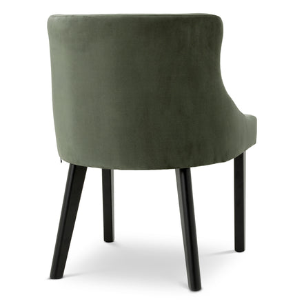 Scaun dining Chavelle, finisaj negru, catifea Torrin verde