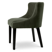 Scaun dining Chavelle, finisaj negru, catifea Torrin verde