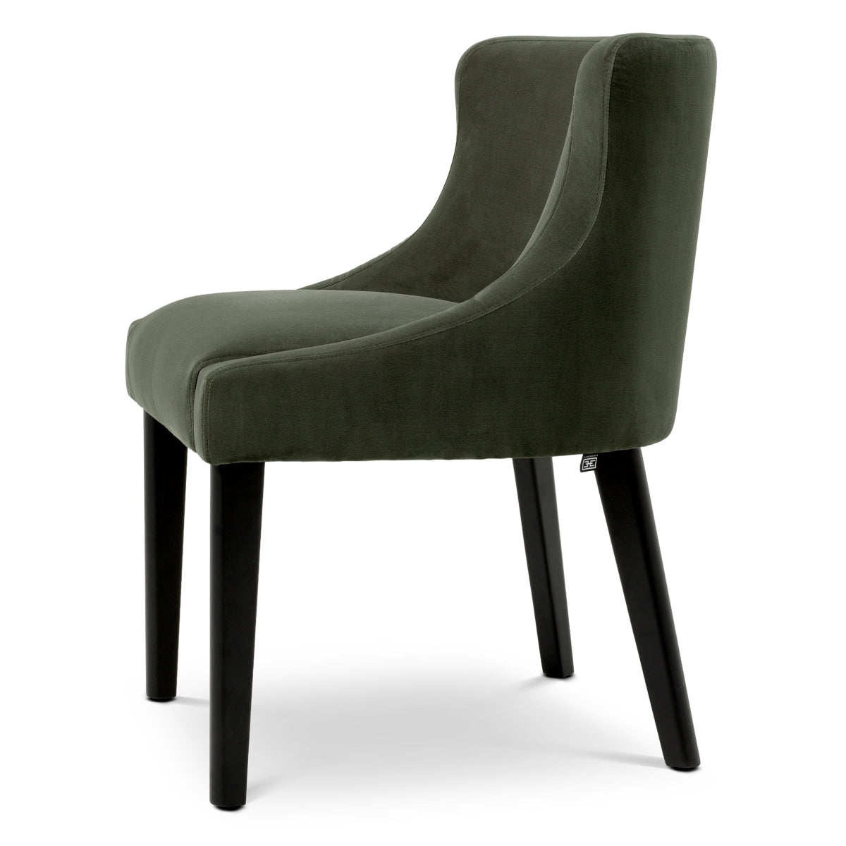 Scaun dining Chavelle, finisaj negru, catifea Torrin verde