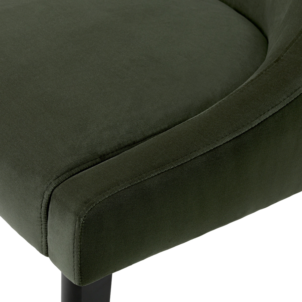 Scaun dining Chavelle, finisaj negru, catifea Torrin verde
