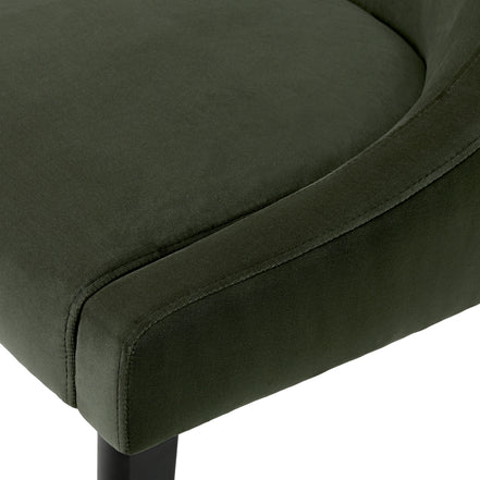 Scaun dining Chavelle, finisaj negru, catifea Torrin verde