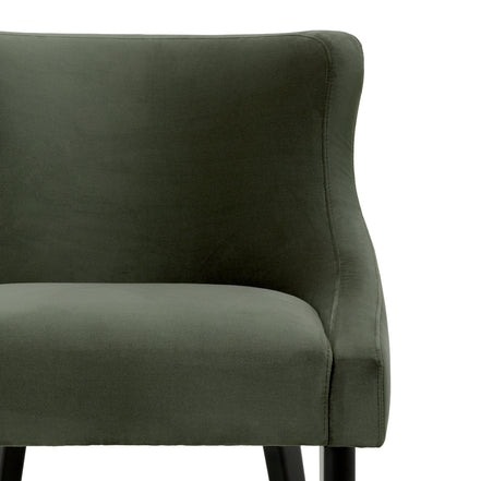 Scaun dining Chavelle, finisaj negru, catifea Torrin verde
