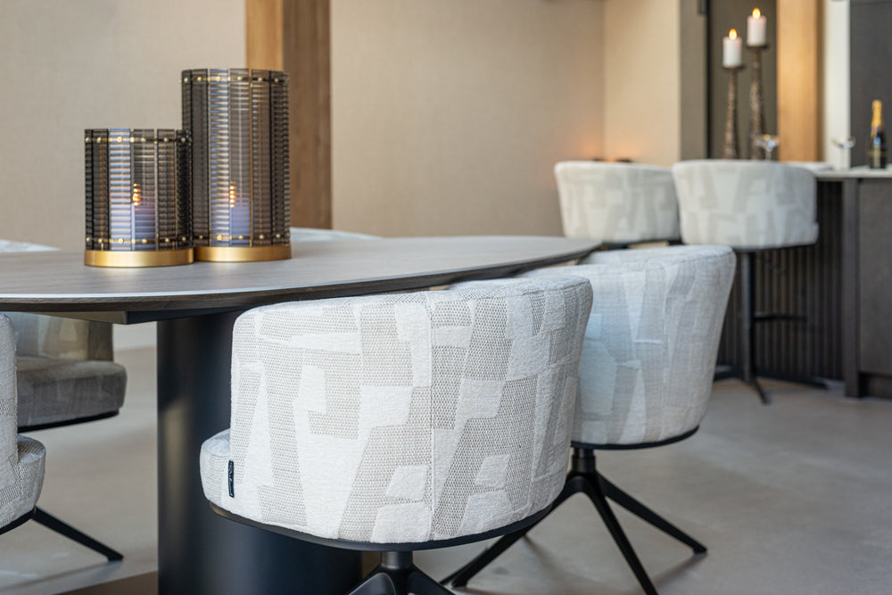 Scaun dining Cheyenne, graffic bej, rotativ – ambient
