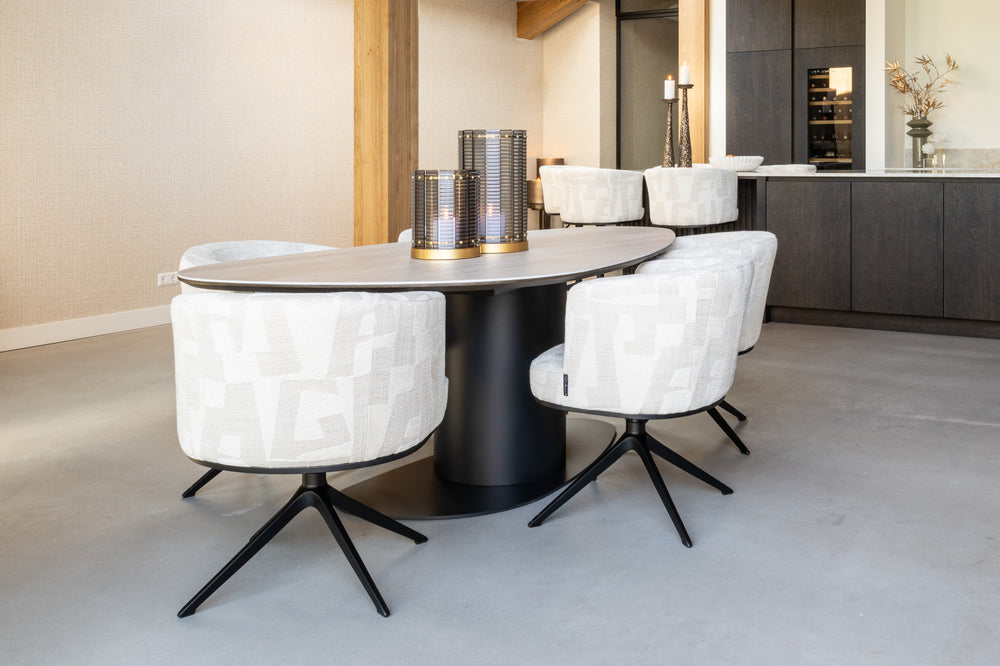 Scaun dining Cheyenne, graffic bej, rotativ – ambient