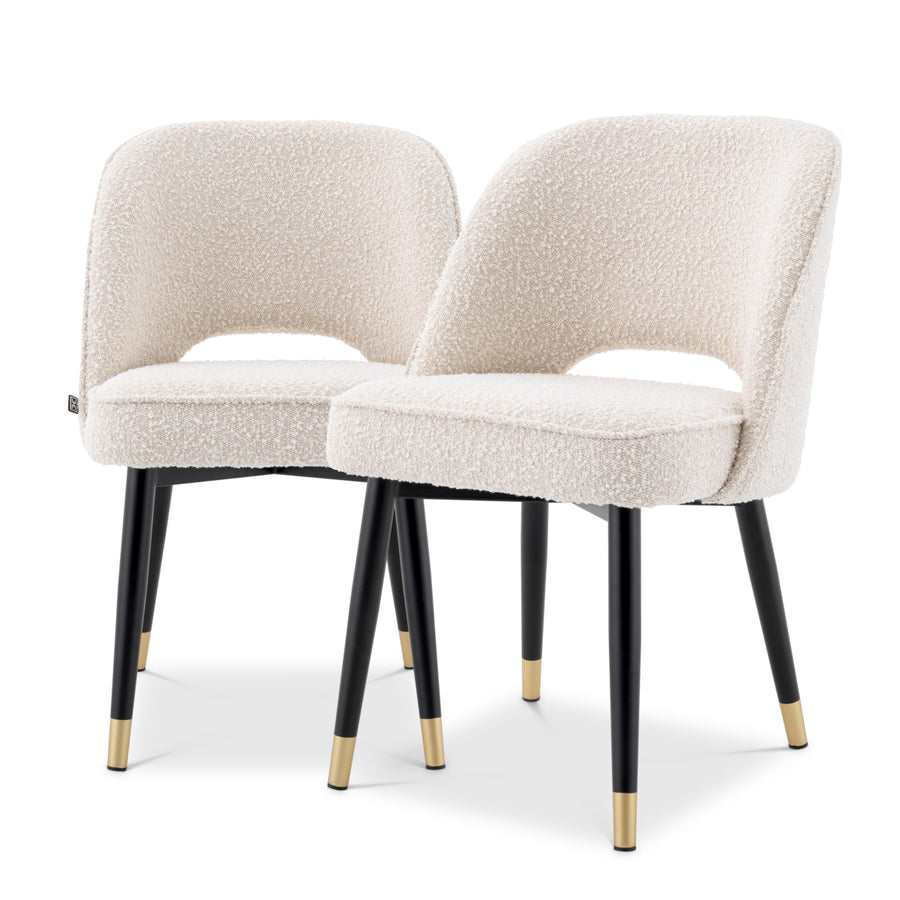 Scaun dining Cliff, bouclé crem, set de 2