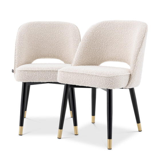 Scaun dining Cliff, bouclé crem, set de 2
