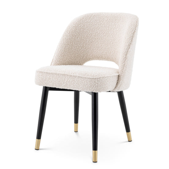 Scaun dining Cliff, bouclé crem, set de 2