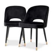 Scaun dining Cliff, catifea Roche negru, set de 2