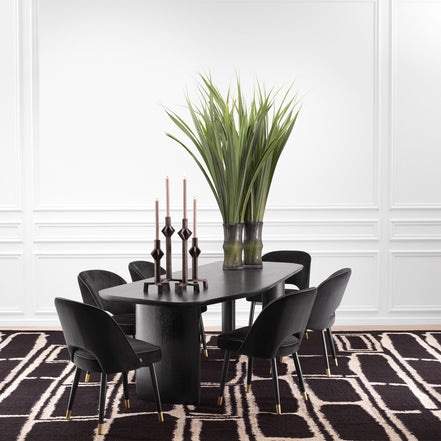 Scaun dining Cliff, catifea Roche negru, set de 2