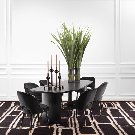 Scaun dining Cliff, catifea Roche negru, set de 2