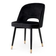 Scaun dining Cliff, catifea Roche negru, set de 2