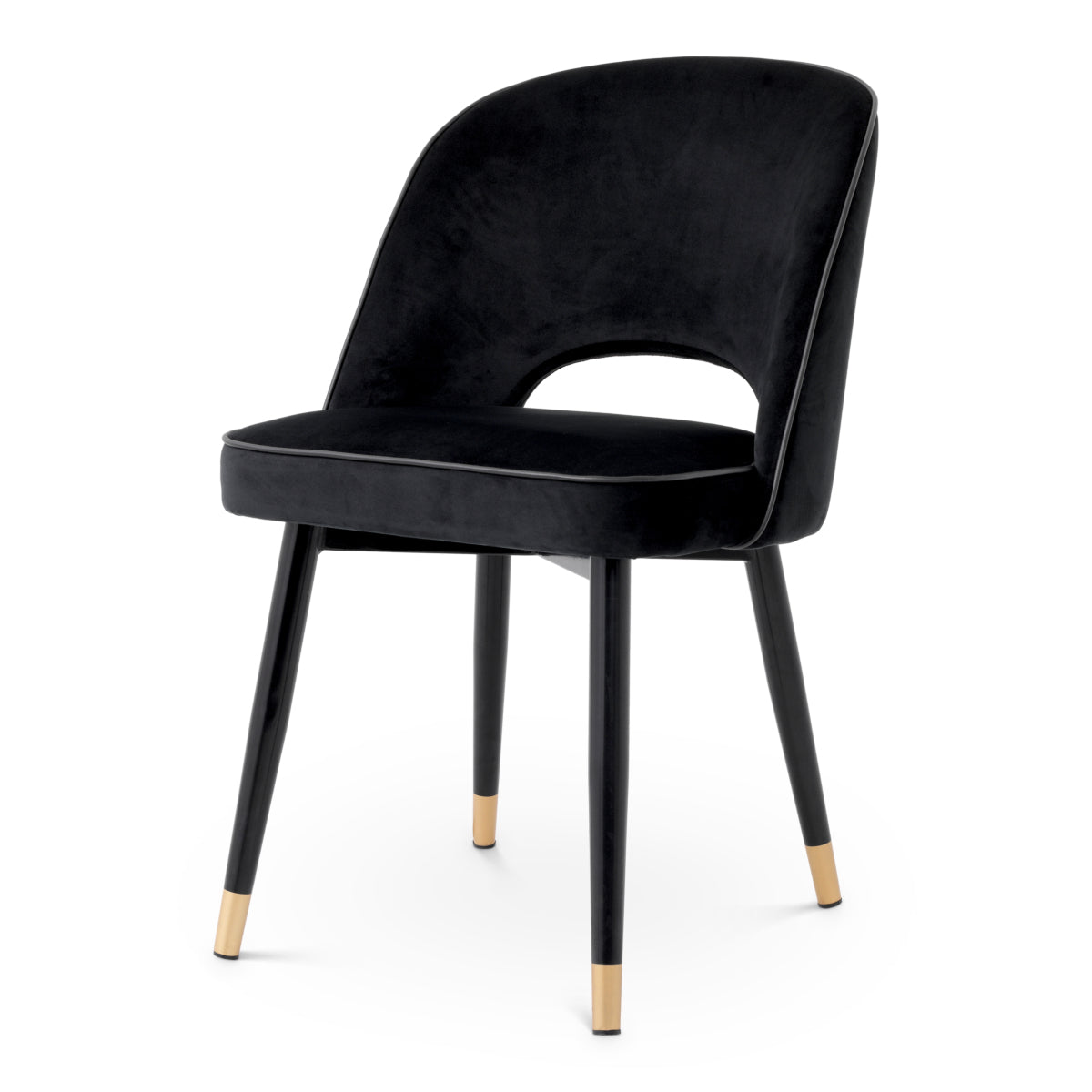 Scaun dining Cliff, catifea Roche negru, set de 2