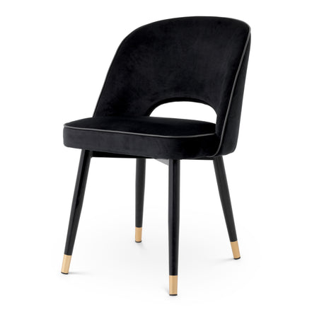 Scaun dining Cliff, catifea Roche negru, set de 2
