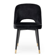 Scaun dining Cliff, catifea Roche negru, set de 2