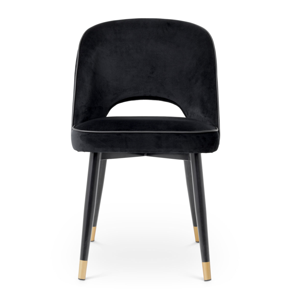 Scaun dining Cliff, catifea Roche negru, set de 2