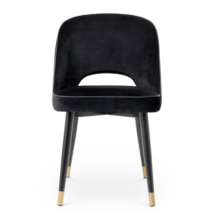Scaun dining Cliff, catifea Roche negru, set de 2