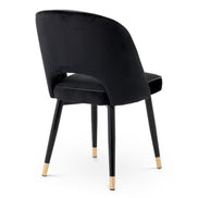 Scaun dining Cliff, catifea Roche negru, set de 2