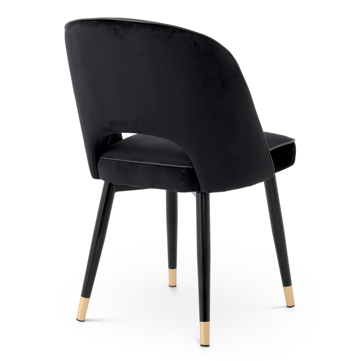 Scaun dining Cliff, catifea Roche negru, set de 2