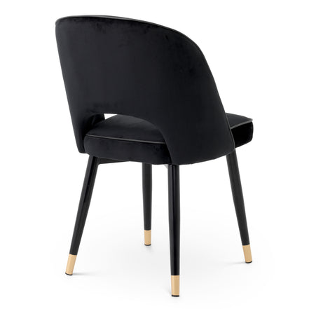 Scaun dining Cliff, catifea Roche negru, set de 2