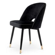 Scaun dining Cliff, catifea Roche negru, set de 2